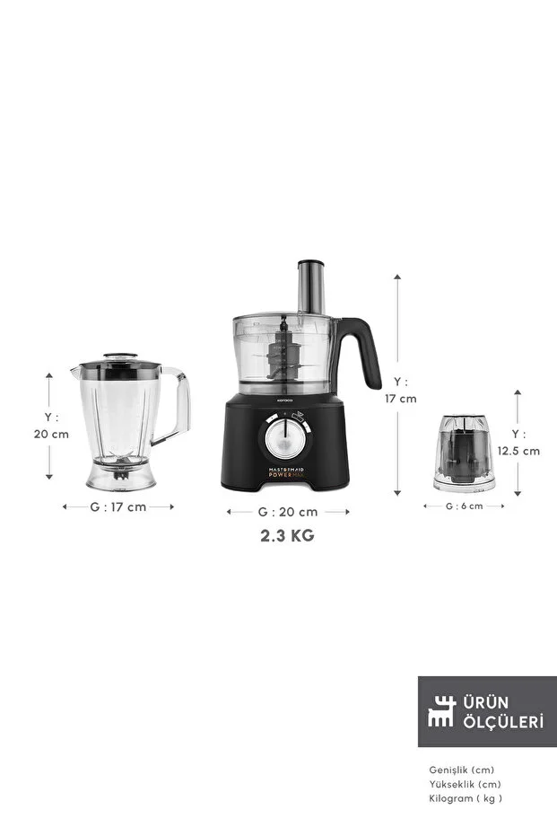 Mastermaid Power Max 12 in 1 Mutfak Robotu Siyah 2500W